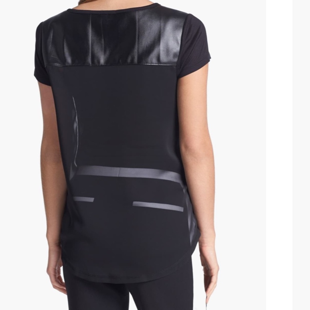 Halogen - “Faux Leather Yoke Tee”